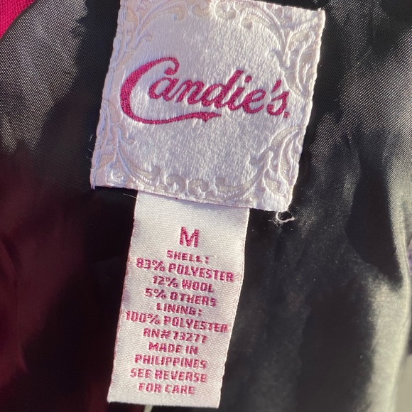 Y2K Candies Classic Textured Purple & Black Belted Pea Coat Size Medium - Picture 9 of 9